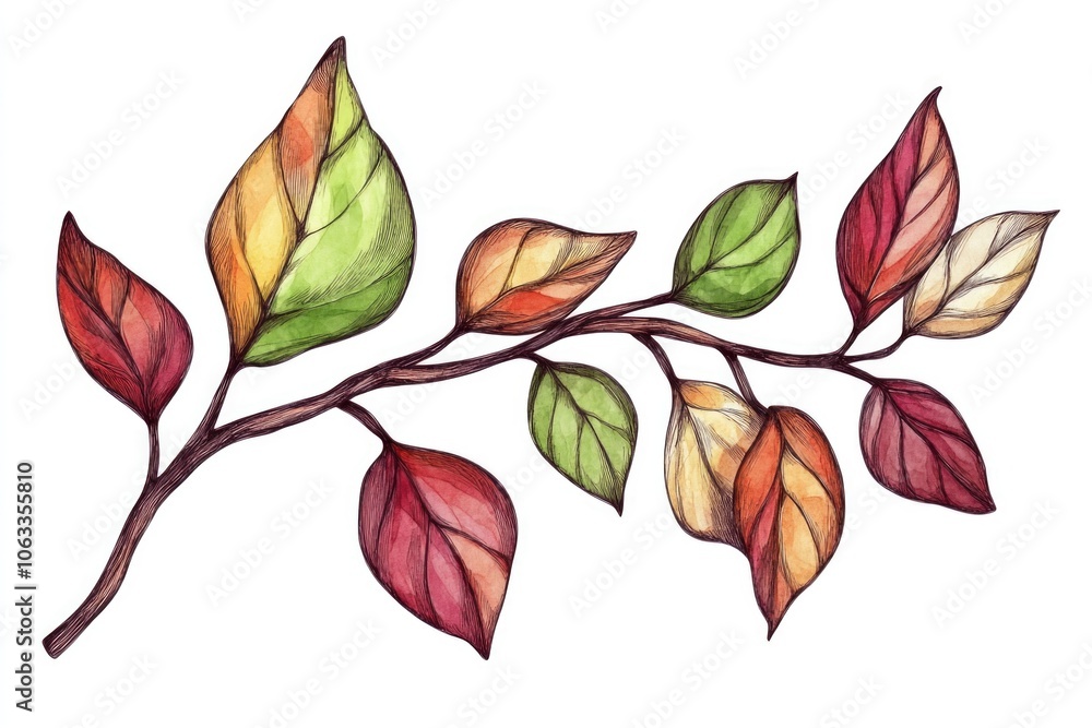 A vibrant branch with fall foliage