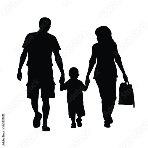 a family are walking holding hand and enjoy the moment