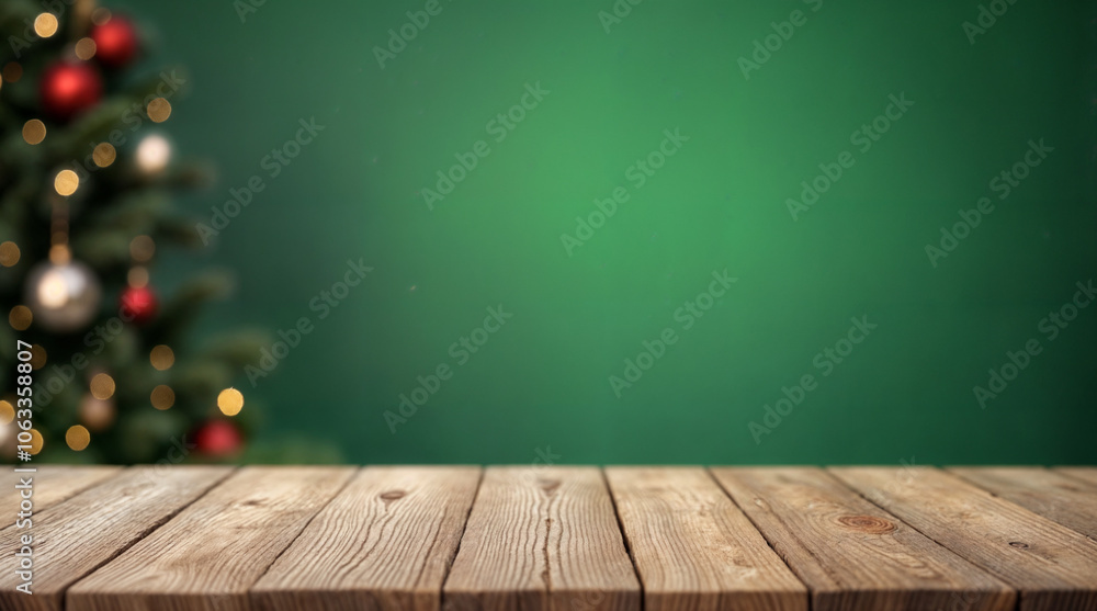 Rustic wooden background with a warm, festive glow and soft bokeh lights, creating a cozy holiday atmosphere. Ideal for seasonal displays, decorations, or as a backdrop for Christmas presentations