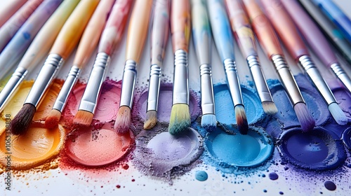 Watercolor painting set develop a watercolor. AI generated