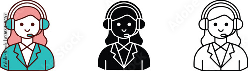 Customer Support Agent Icons Set Business
