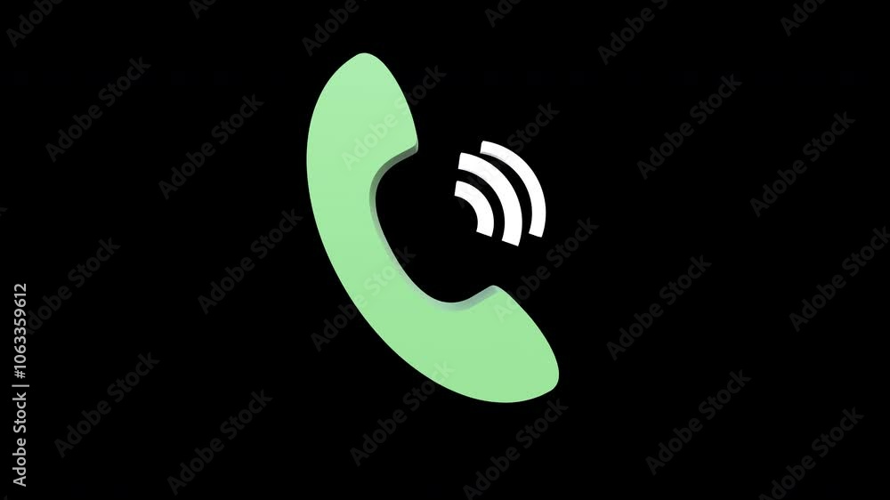 Phone incoming call ringing icon concept 3d animation with alpha channel Phone incoming call ringing icon concept 3d animation with alpha channel