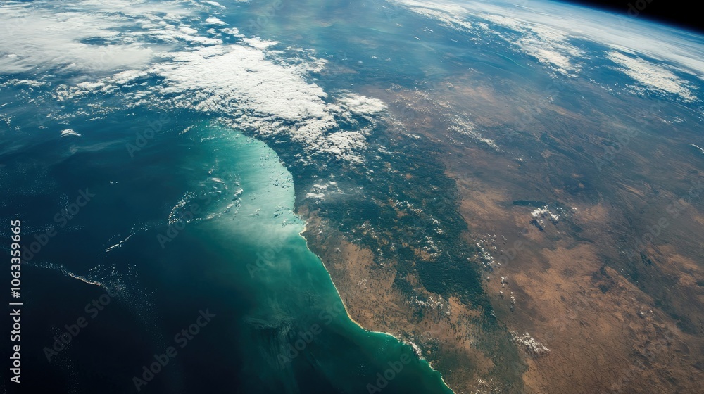 Aerial View of Earth from Space with Cloud Patterns