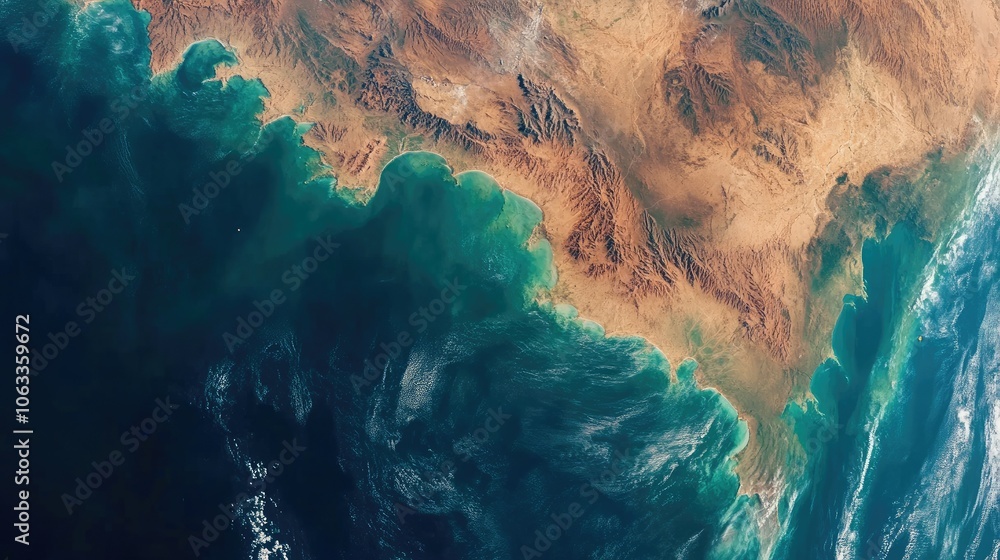 Aerial View of Coastal Region with Vibrant Colors Aerial View of Coastal Region with Vibrant Colors