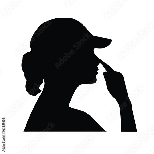 a woman are very tension mode and holding hand her nose vector silhouette