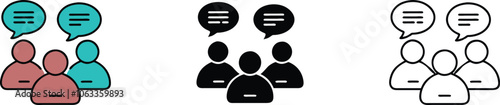 Group Discussion Icons with Speech Bubbles