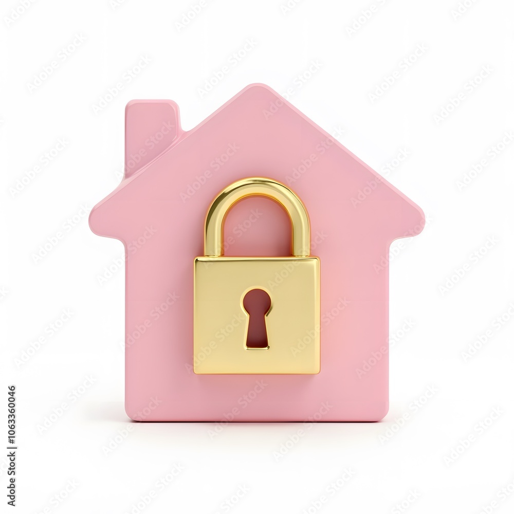 House Security Icon with Padlock Isolated on White Background House Security Icon with Padlock Isolated on White Background