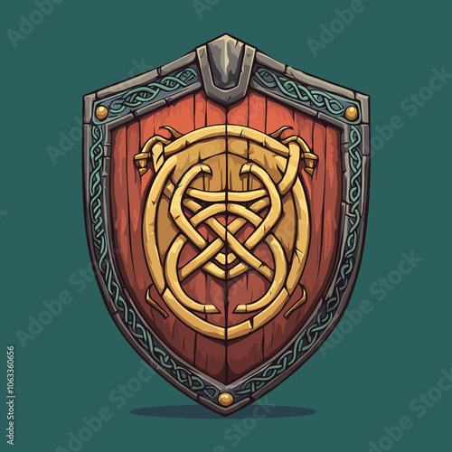 Cute Celtic Warrior Shield with Fine Knotwork and Borders