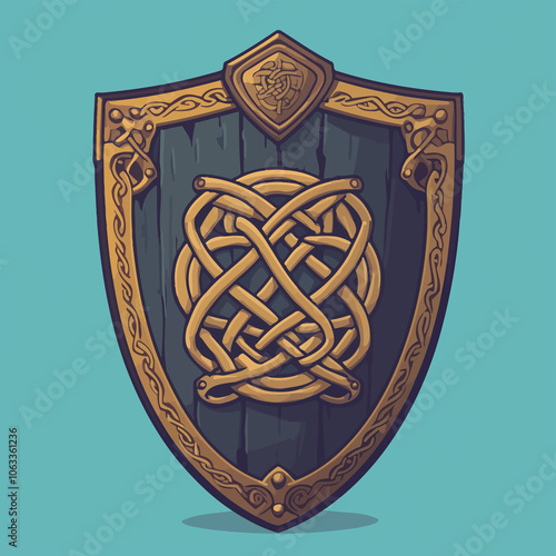 Cute Celtic Warrior Shield with Fine Knotwork and Borders