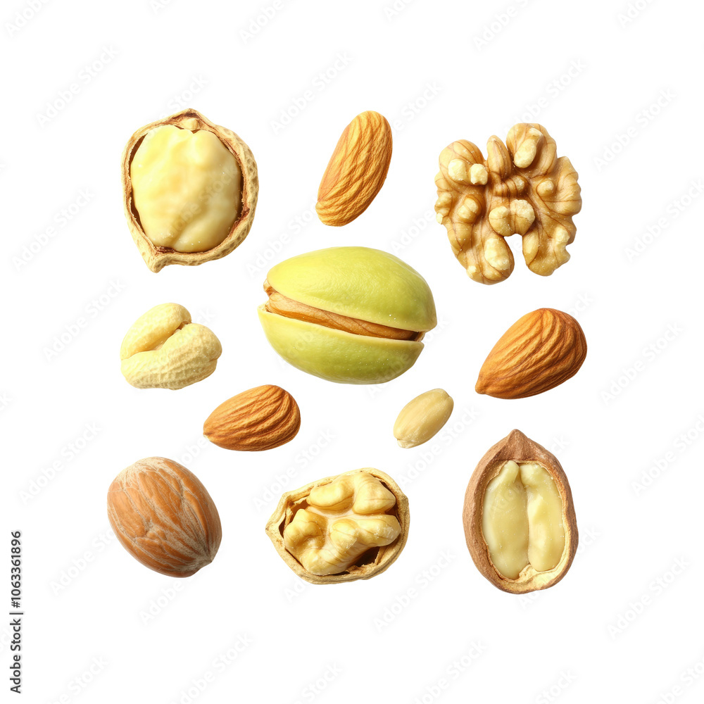 Assorted Nuts Collection Almonds, Walnuts, Pistachios, and Peanuts