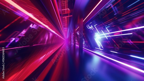 Neon Lights in a Futuristic Corridor