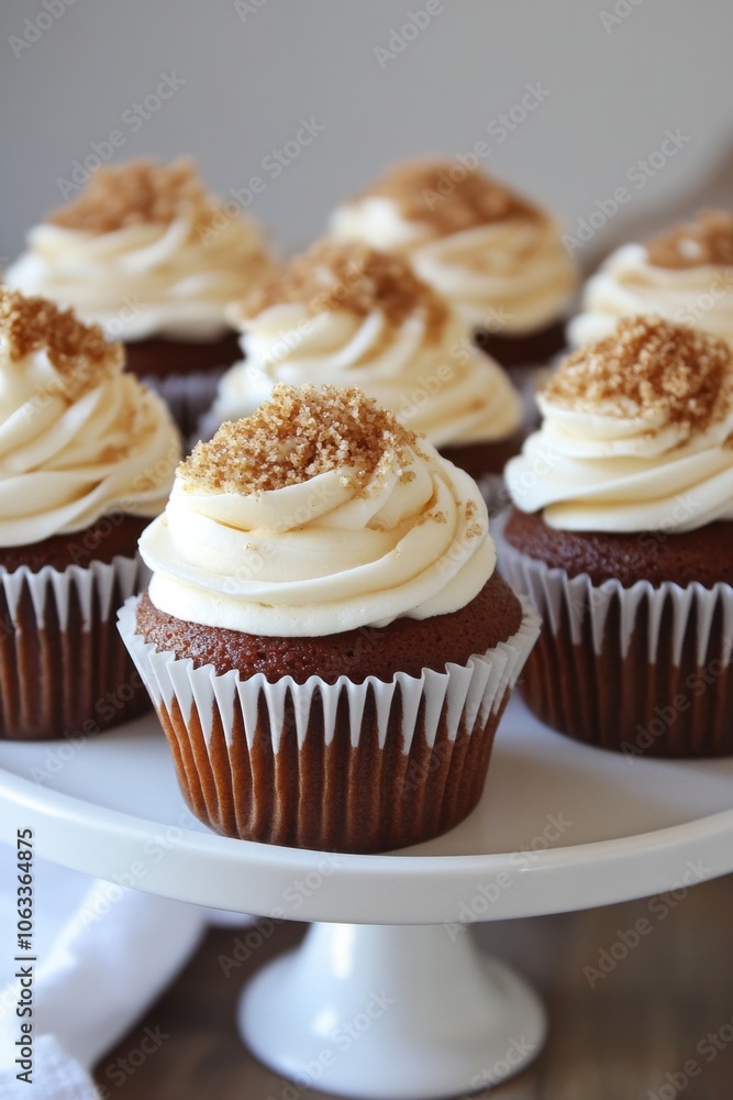 Delicious vanilla cupcakes with creamy frosting and brown sugar topping for celebrations and dessert delight Delicious vanilla cupcakes with creamy frosting and brown sugar topping for celebrations and dessert delight