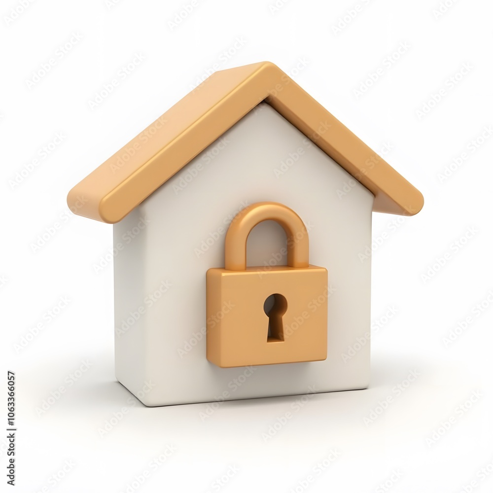 House Security Icon with Padlock Isolated on White Background House Security Icon with Padlock Isolated on White Background