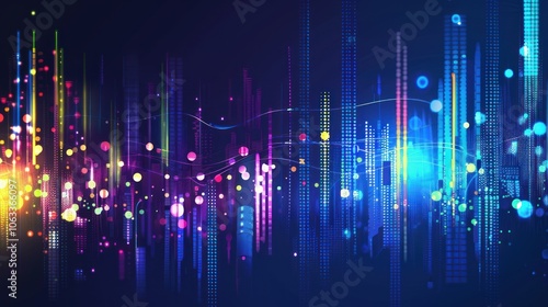 Abstract Neon Cityscape with Vibrant Lights