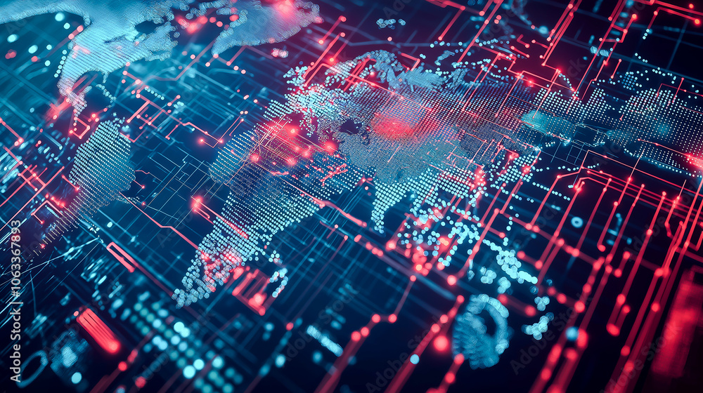 Global Digital Map with Network Connections Global Digital Map with Network Connections