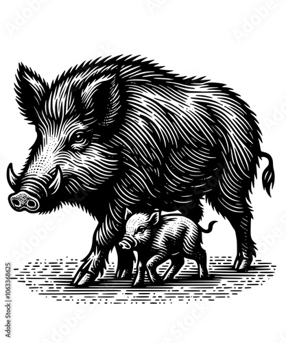 wild boar vector illustration