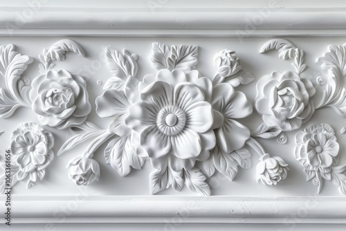 Elegant floral bas relief wall design for interior decor and art projects