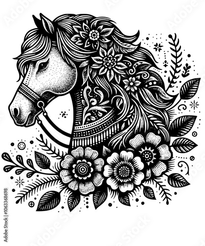 floral horse vector