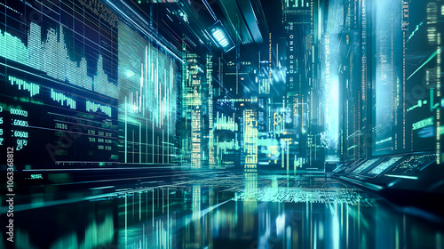 Digital Data Center with Futuristic Display Panels