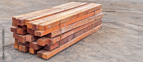Pile stacked building lumber wood planks outdoor home construction material carpentry timber warehouse site renovation framing repair storage bulk supply industrial copy space banner background new ad