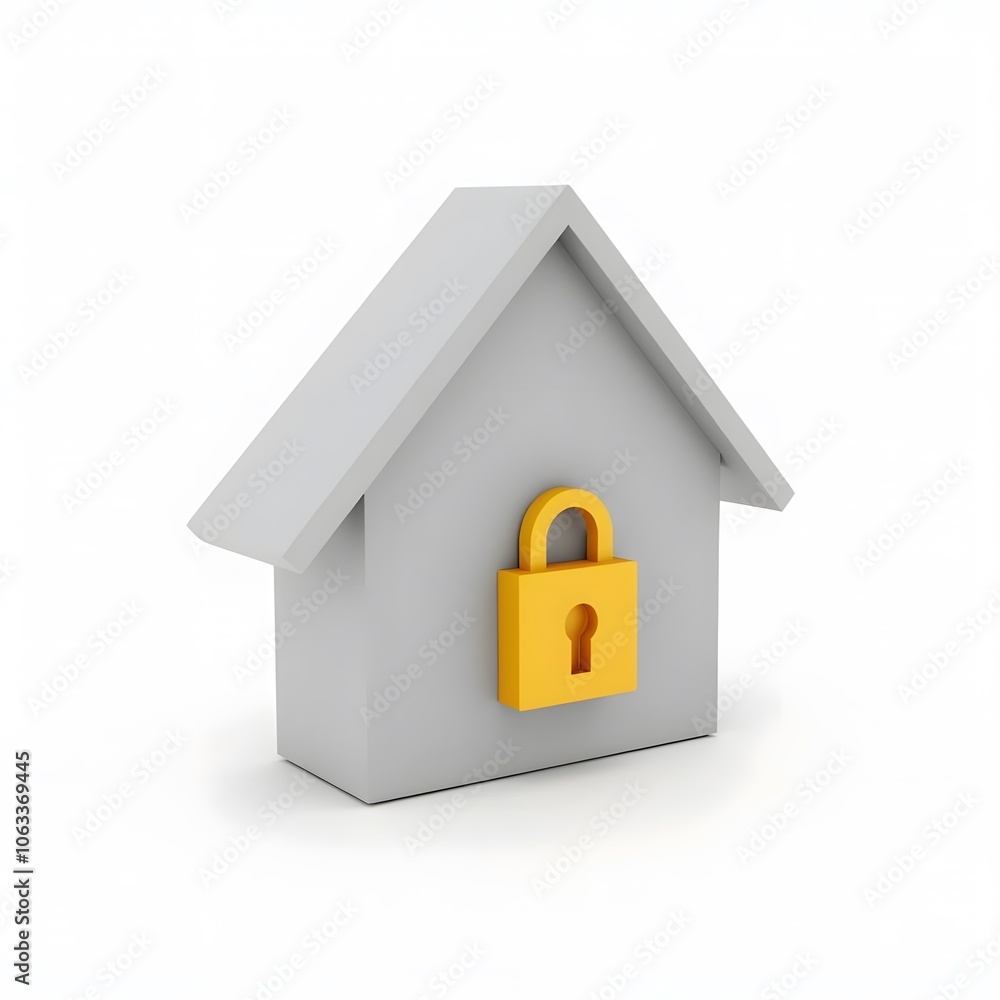 House Security Icon with Padlock Isolated on White Background House Security Icon with Padlock Isolated on White Background