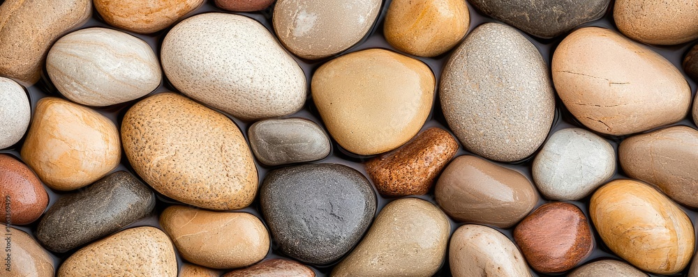 A collection of smooth, multicolored pebbles arranged closely together, showcasing various textures and shades, creating a natural aesthetic. A collection of smooth, multicolored pebbles arranged closely together, showcasing various textures and shades, creating a natural aesthetic.