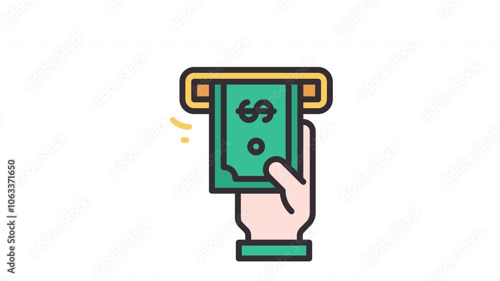 Atm money withdraw animated icon. Alpha channel 4K resolution Atm money withdraw animated icon. Alpha channel 4K resolution