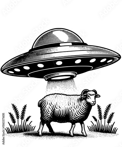 ufo alien abducting a sheep