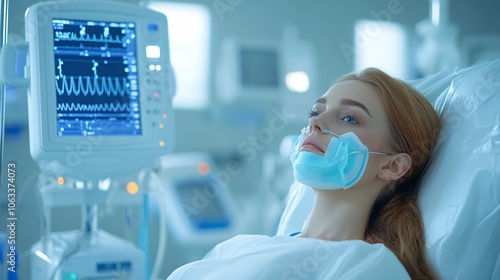 Medical assistant preparing a patient for an EKG test, explaining each step to alleviate anxiety, focusing on professionalism and clear communication with empty space for text photo