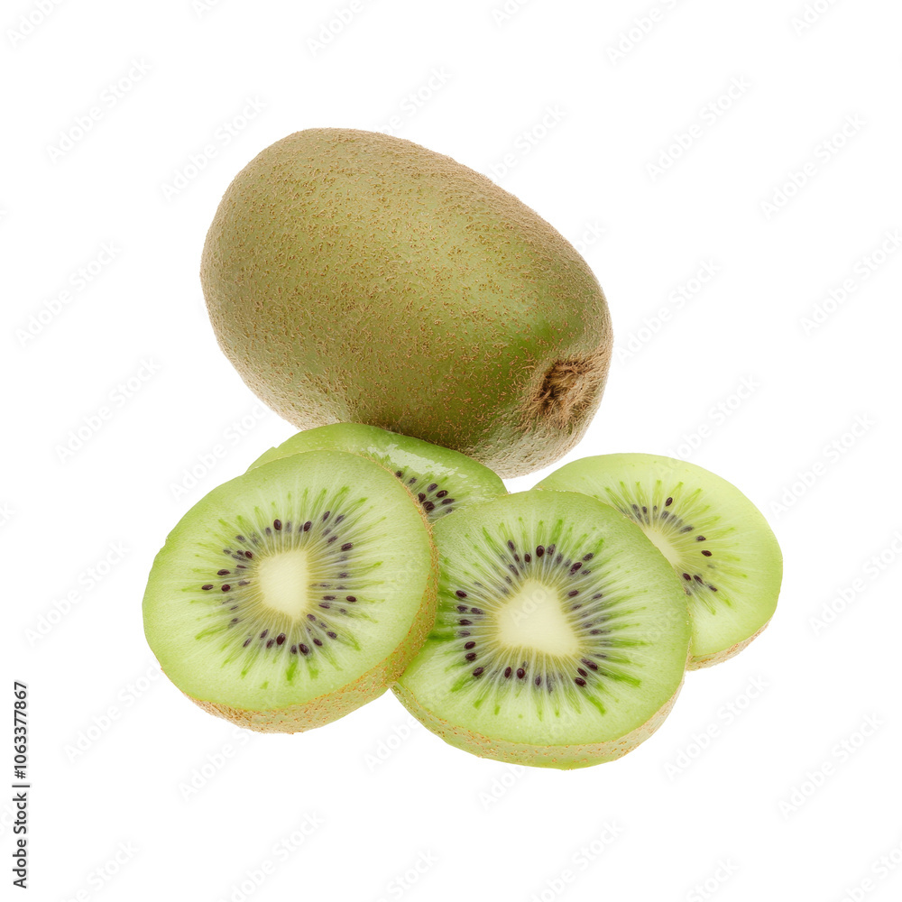 Fresh Green Kiwi Fruit Slices and Whole Kiwi Fresh Green Kiwi Fruit Slices and Whole Kiwi