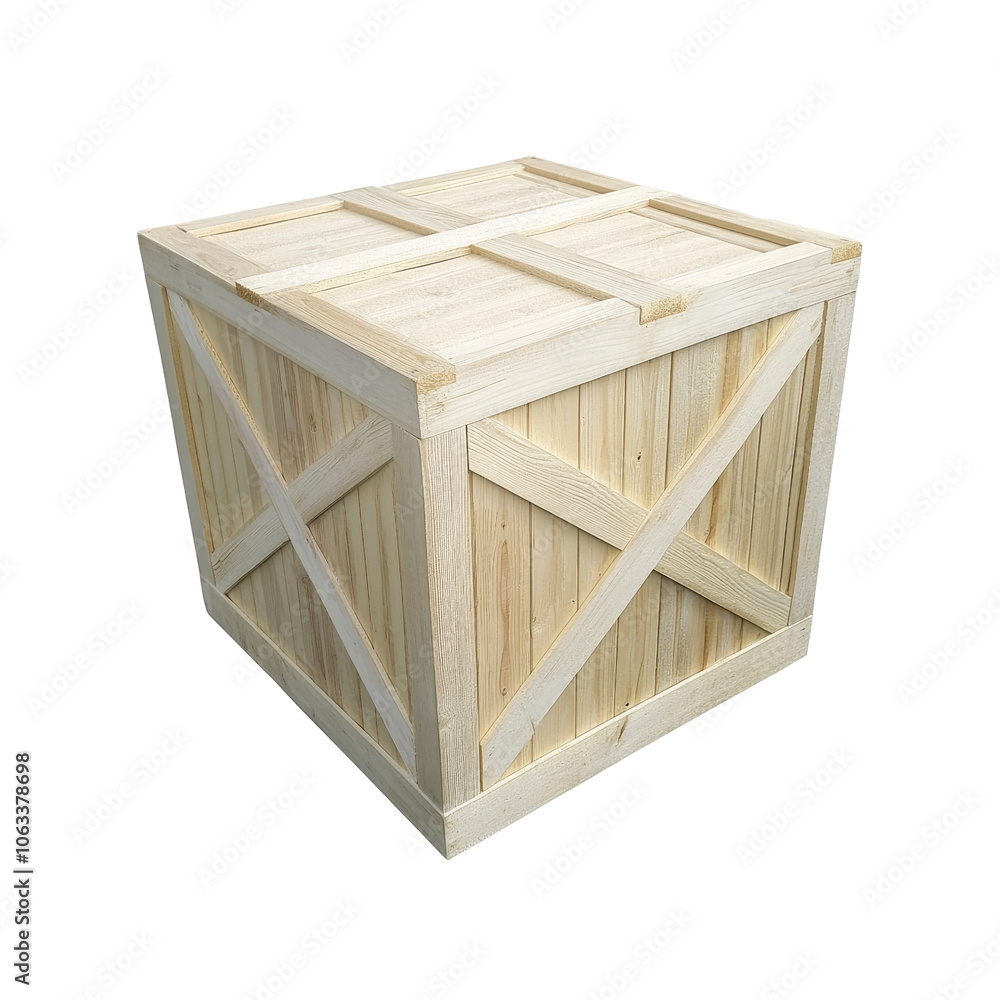 Wooden Crate with Crosshatch Design Wooden Crate with Crosshatch Design