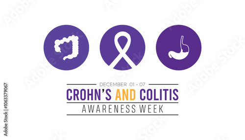Crohn’s and Colitis Awareness Week is observed every year on December. Medical Healthcare Awareness concept. background, placard, banner template Vector illustration design.