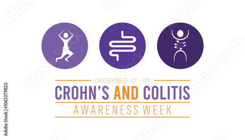 Crohn’s and Colitis Awareness Week is observed every year on December. Medical Healthcare Awareness concept. background, placard, banner template Vector illustration design.