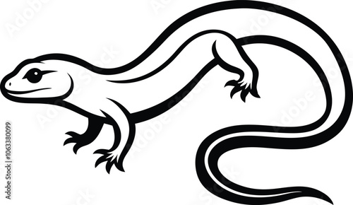 Black color Glass Lizard design on white background