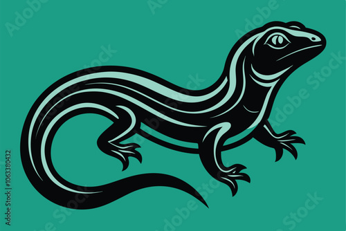 Black color Glass Lizard design on white background