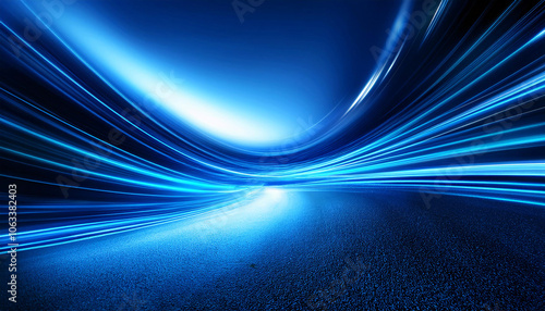 青い光の流れ 背景画像 Generative AI