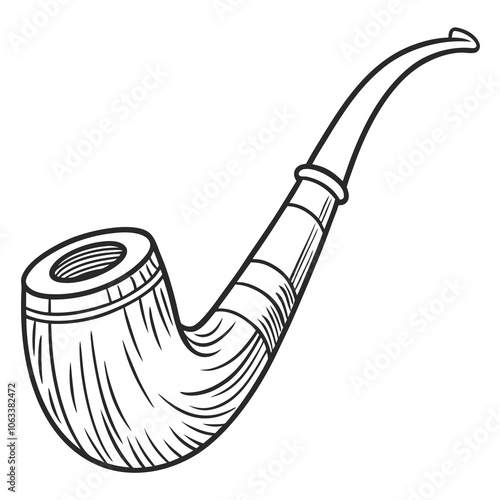 Wooden Smoking Pipe Isolated on White Background for Vintage Style and Tobacco Enjoyment.