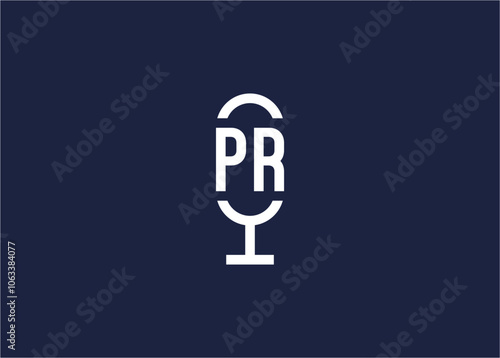 Letter pr with microphone logo icon design vector design template inspiration