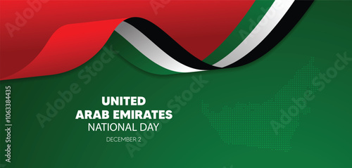united Arab emirates national day flag ribbon dotted map vector poster