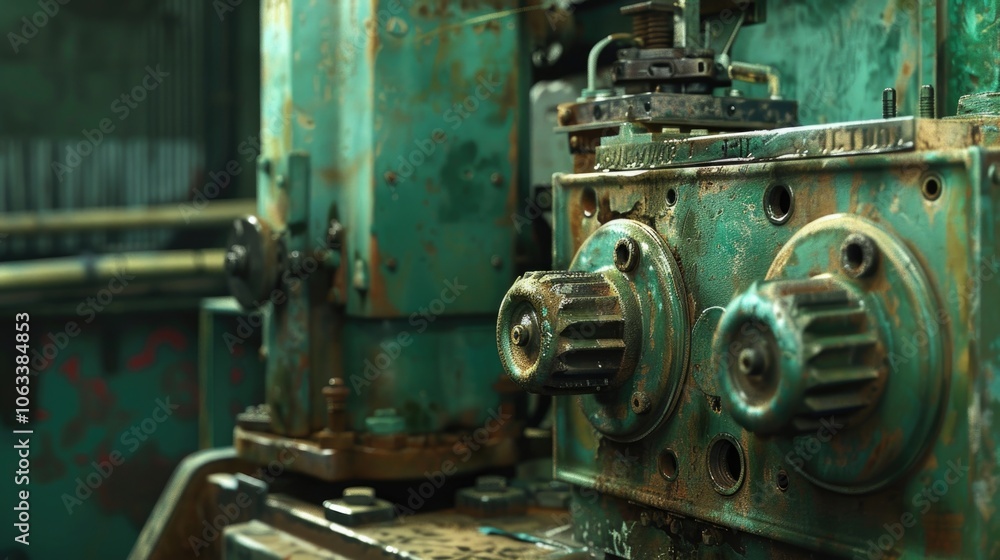Close-up view of a machine on a table with mechanical details Close-up view of a machine on a table with mechanical details