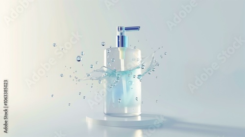 Ultra-modern and minimalist design of hand sanitizer bottles in a sleek, transparent style
 photo