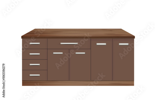 Home chest or kitchen cabinet, vector	