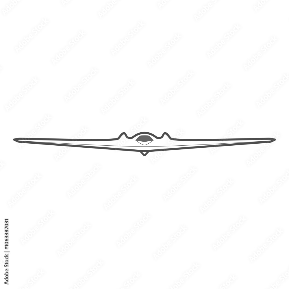 Fototapeta premium Sentinel unmanned aerial vehicle (UAV), combat drone front view, air force icon.