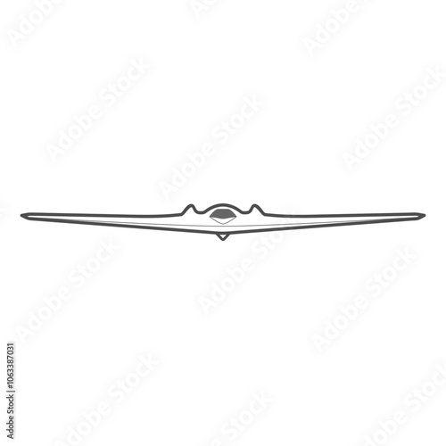 Sentinel unmanned aerial vehicle (UAV), combat drone front view, air force icon.