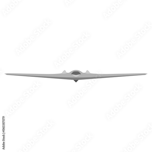Sentinel unmanned aerial vehicle (UAV), combat drone front view, air force vector.