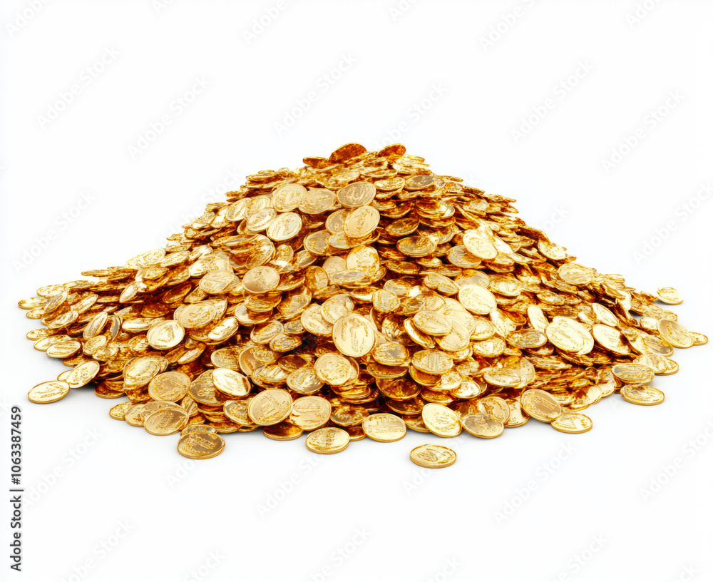 Pile of gold coins isolated on a white background Pile of gold coins isolated on a white background