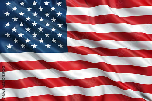 The waving flag of the United States, showcasing stars and stripes in vibrant red, white, and blue colors.