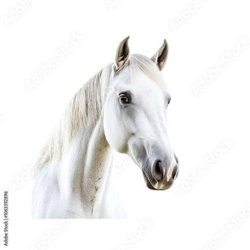 White Horse Portrait with a Gentle Expression