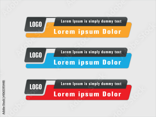 Abstract geometric lower third banners set design.