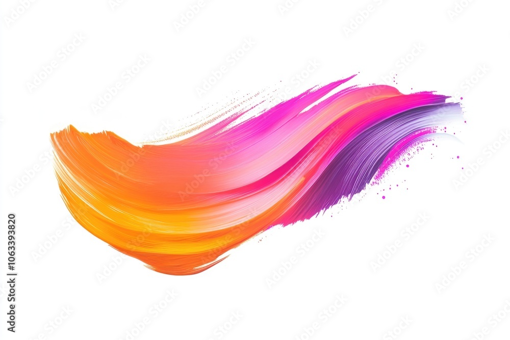 A single colorful brush stroke on a white background A single colorful brush stroke on a white background